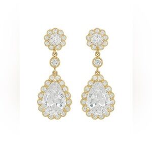 ⚜️❤️‍🔥 Elegant Gold Drop Earrings With Cubic Zirconia 💎🫶🏼